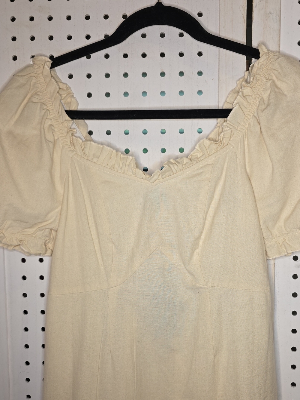 Vera Modo Cream Puff Sleeve Square Neck Mini Dress Linen Blend NWT XS - Picture 2 of 7